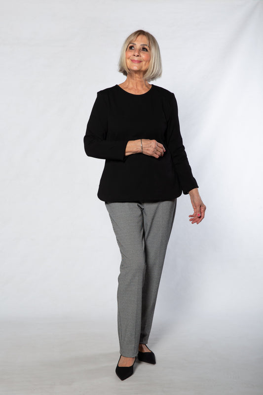 Pure Cotton Long Sleeve Crew Neck Top – #108 Black