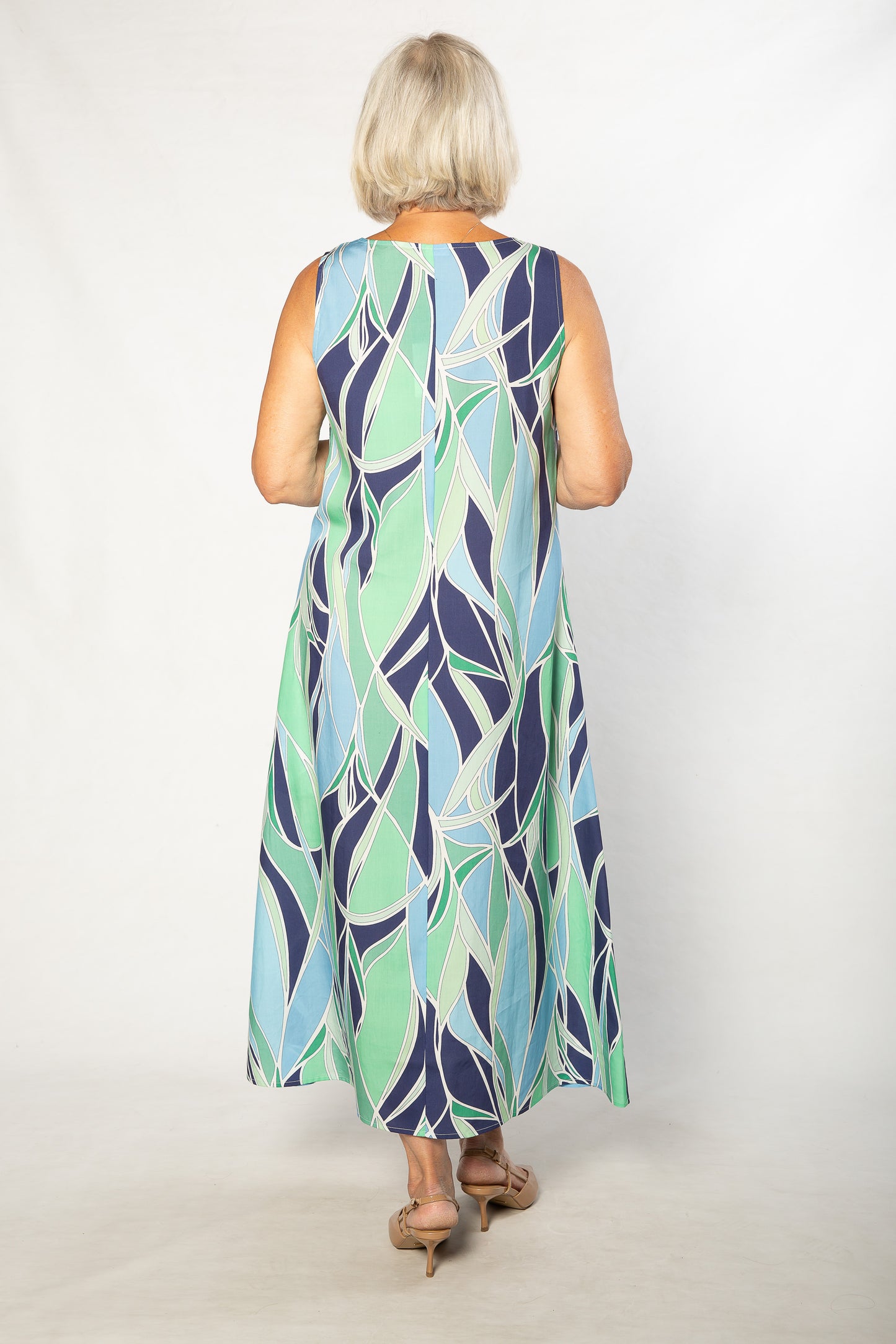 Gaudi Ocean Blues print Sleeveless Shift Dress 7811 - Green/Blue
