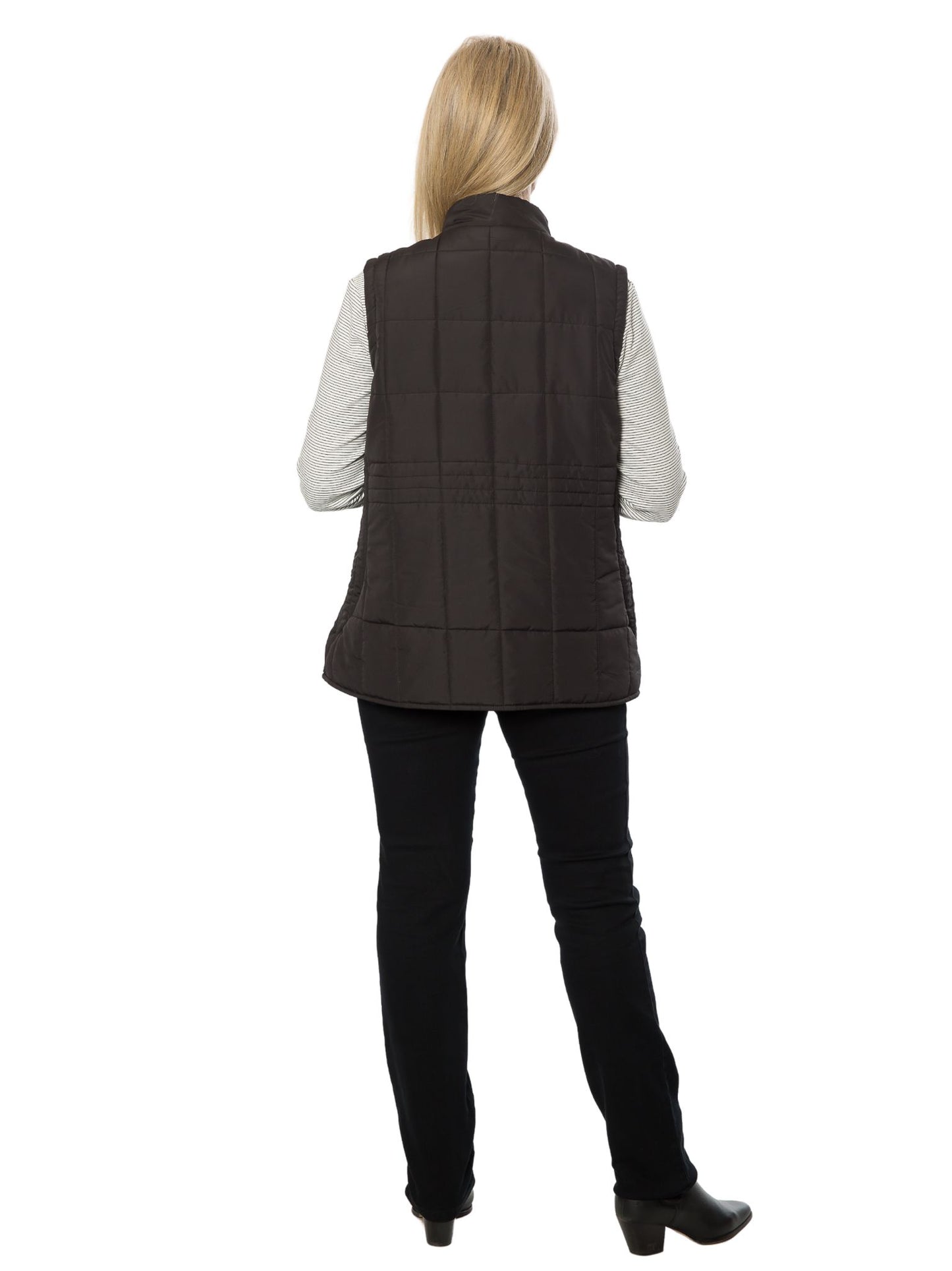 Quilted vest with detail stitching at waist #2412 Navy
