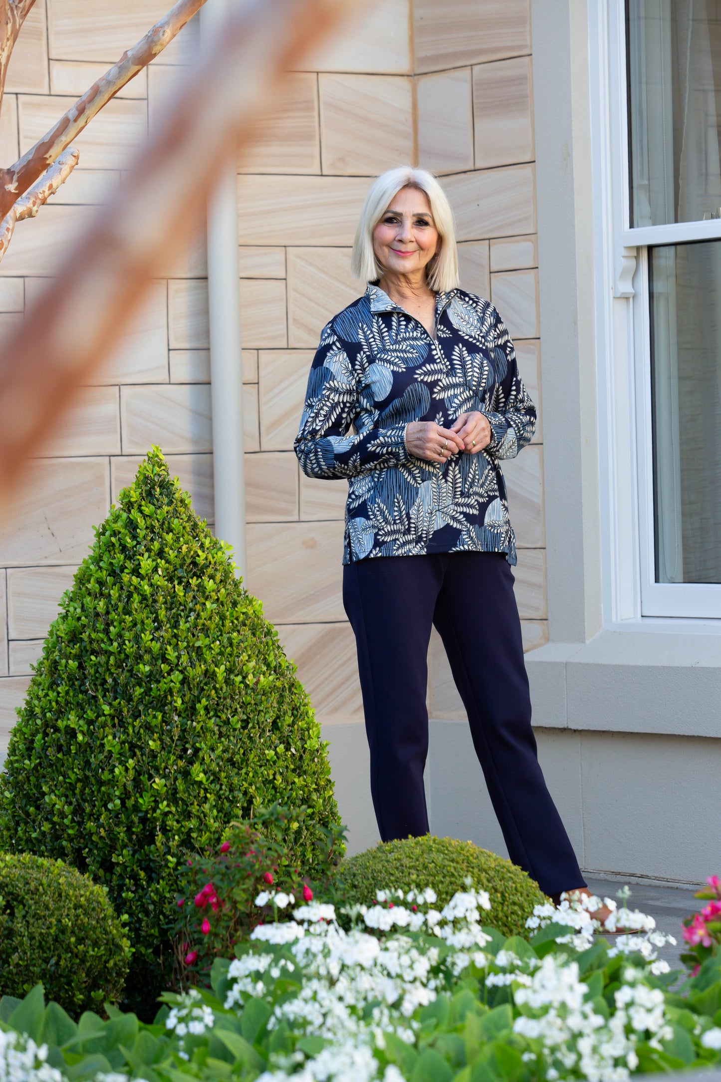 Printed Half Zip Soft Jersey Top #241
