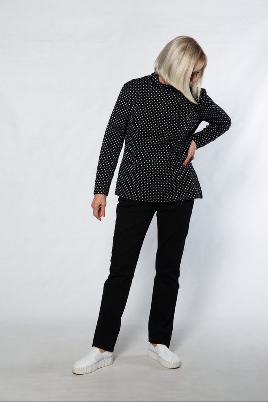 Mock Turtle spot cotton blend skivvy #244 Black/White