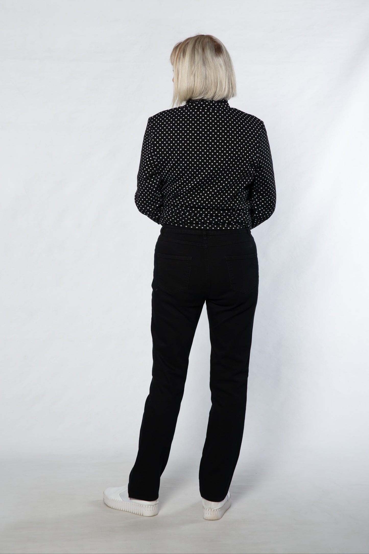 Mock Turtle spot cotton blend skivvy #244 Black/White