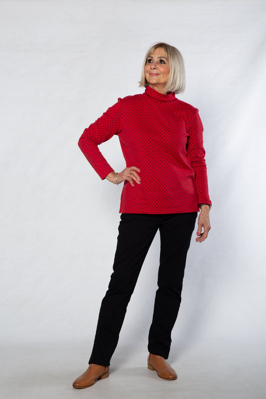 Mock Turtle spot cotton blend skivvy #244 Red/Black