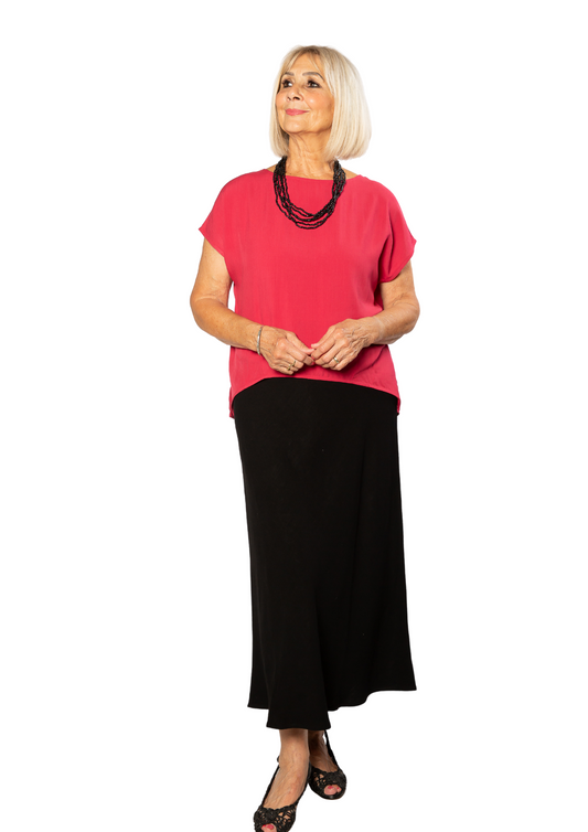 Linen Blend Drawstring Skirt 4225 - Black