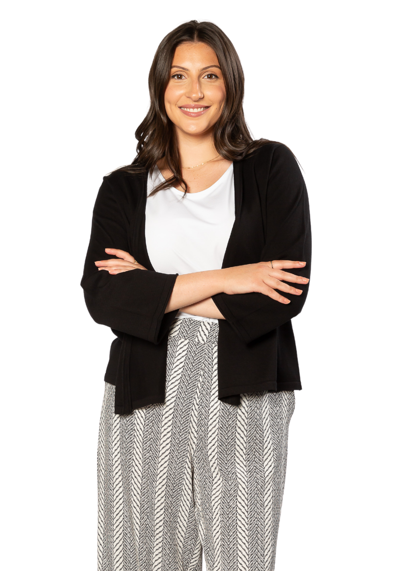 100% Cotton 3/4 Sleeve Light Weight Summer Knit Bolero Cardi #5133 - Black