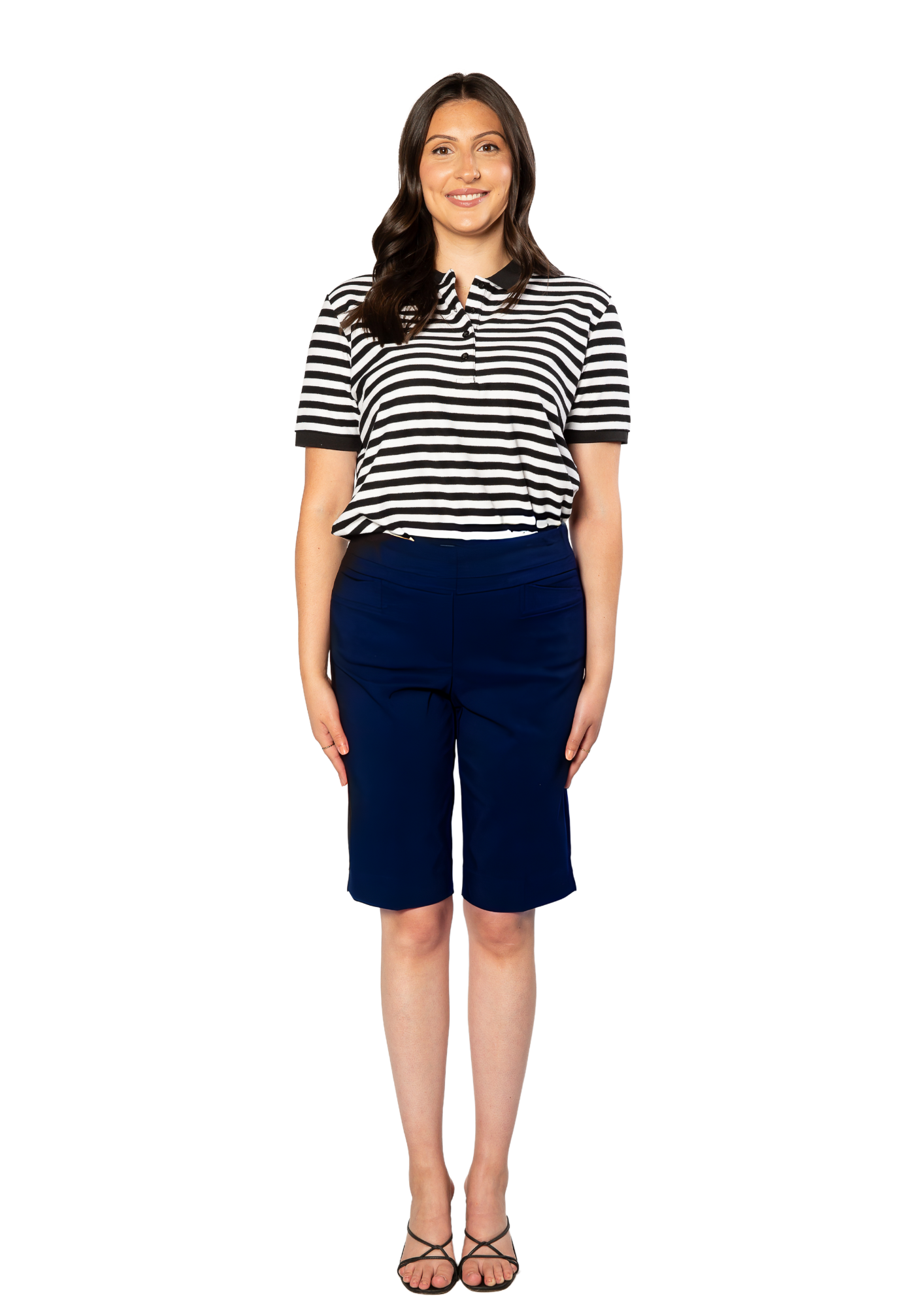 Pull on bengaline knee length short #6255 Navy