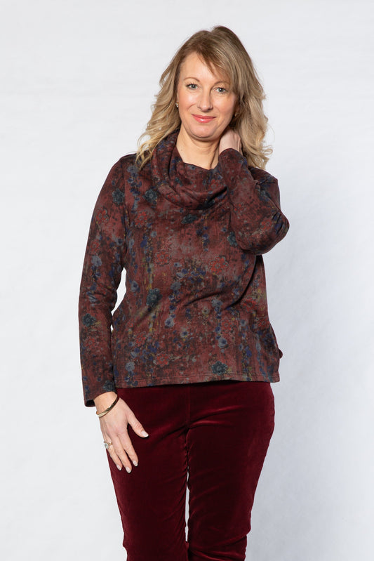 Cowl neck floral print top #324 Shiraz
