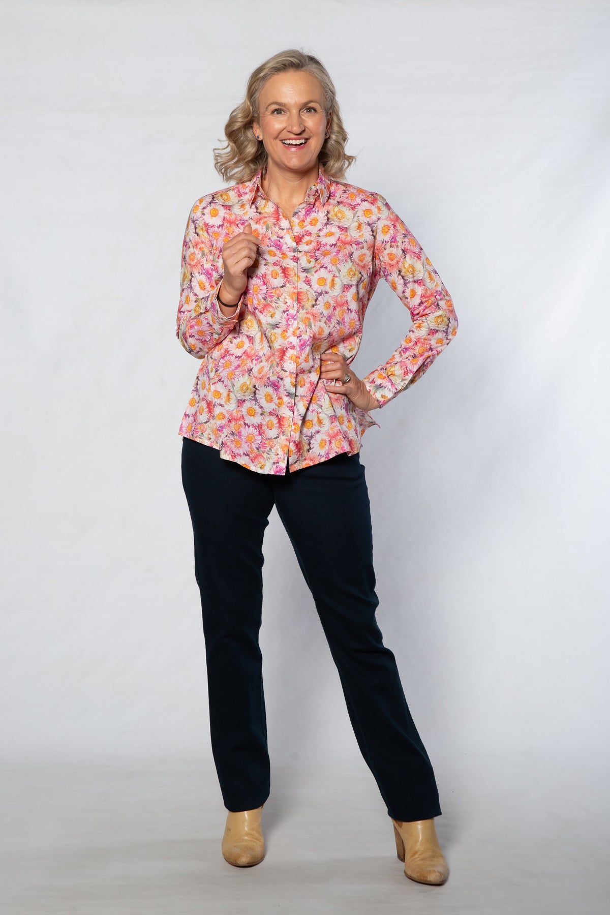 Pure cotton Straw Flower Print Shirt – #3432