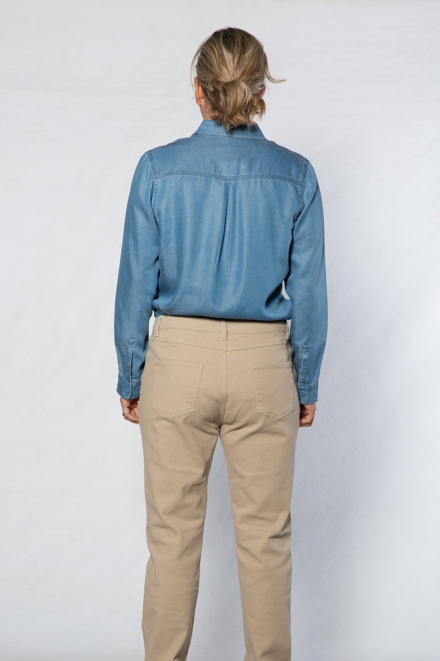 Spot Print Long sleeve soft tencel denim shirt - #3744 SPOT