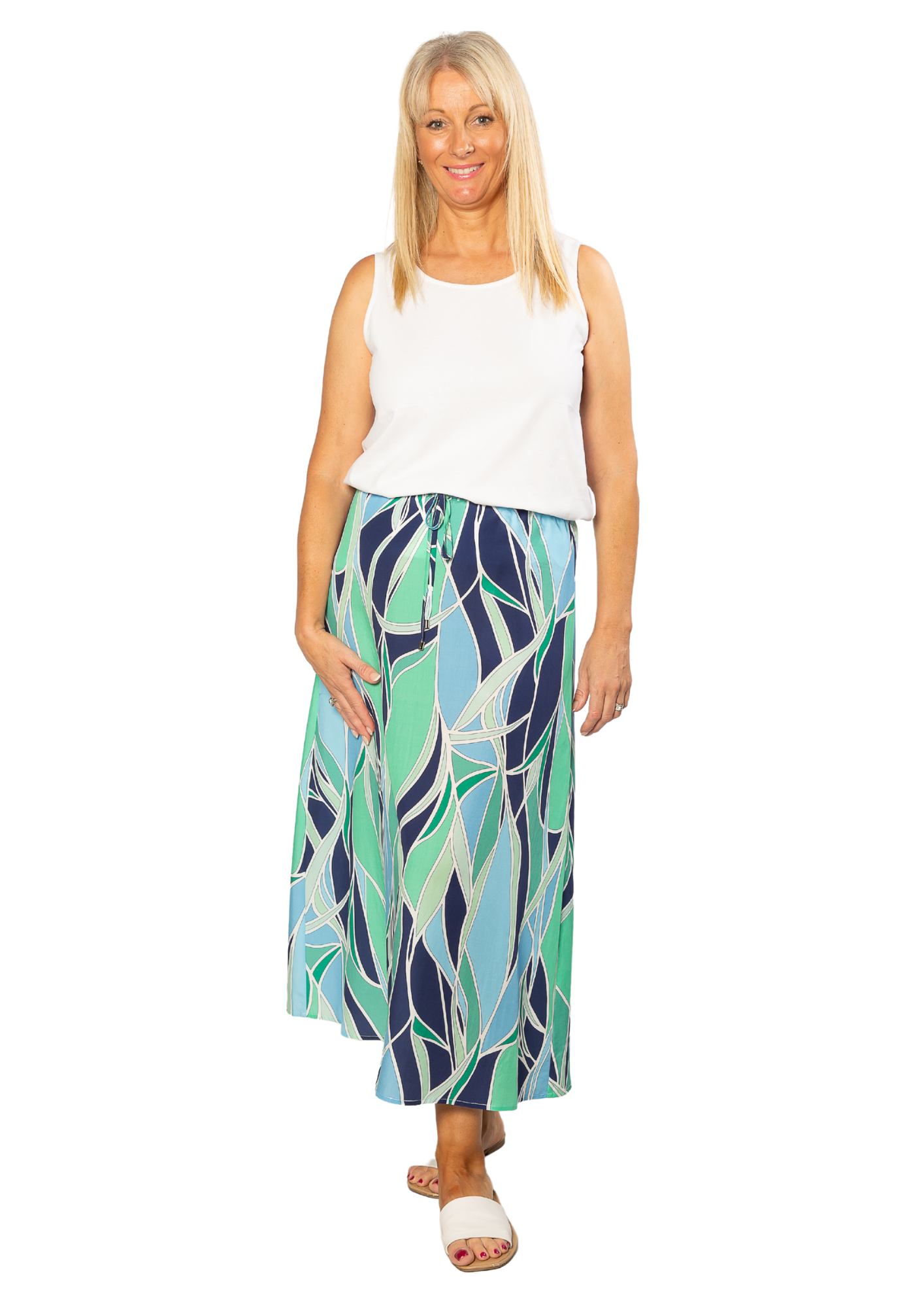 Gaudi Ocean Blues print Skirt 4127 - Green/Blue
