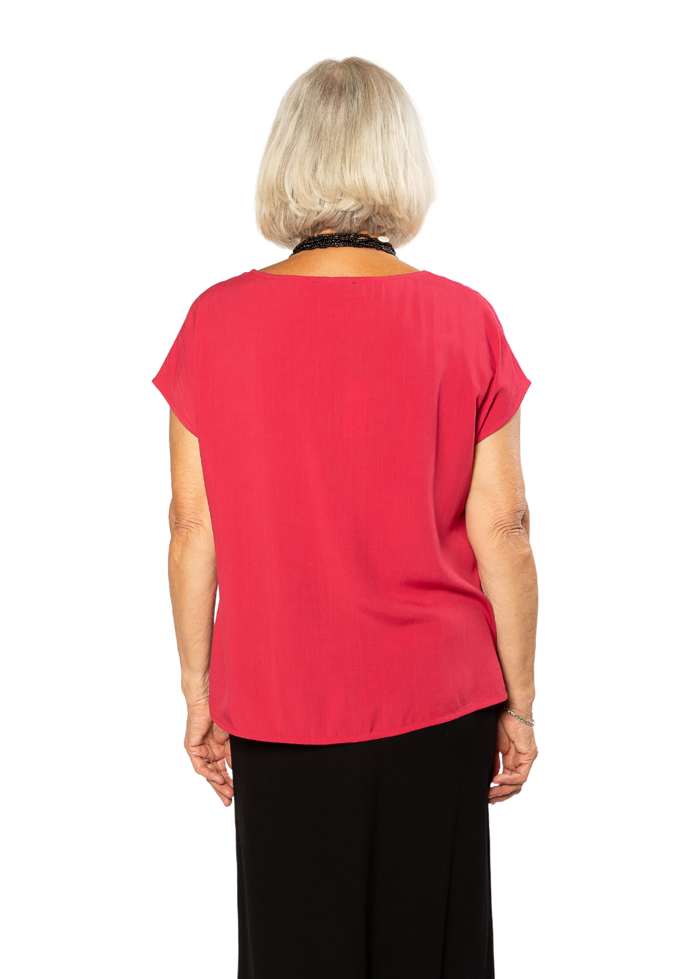 Extended Cap Sleeve Scoop Hem Top #627 Cranberry