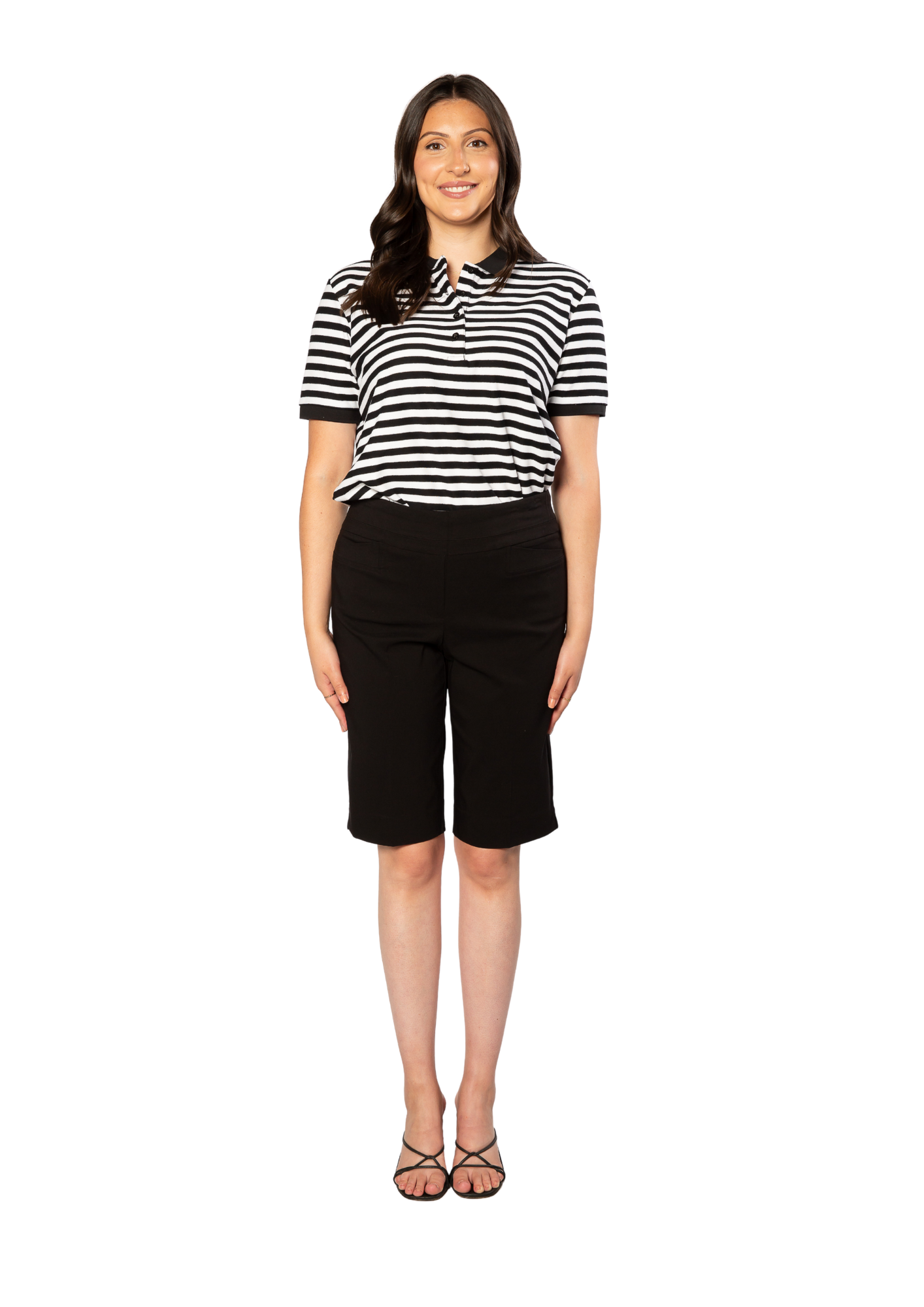 Pull on bengaline knee length short #6255 Black