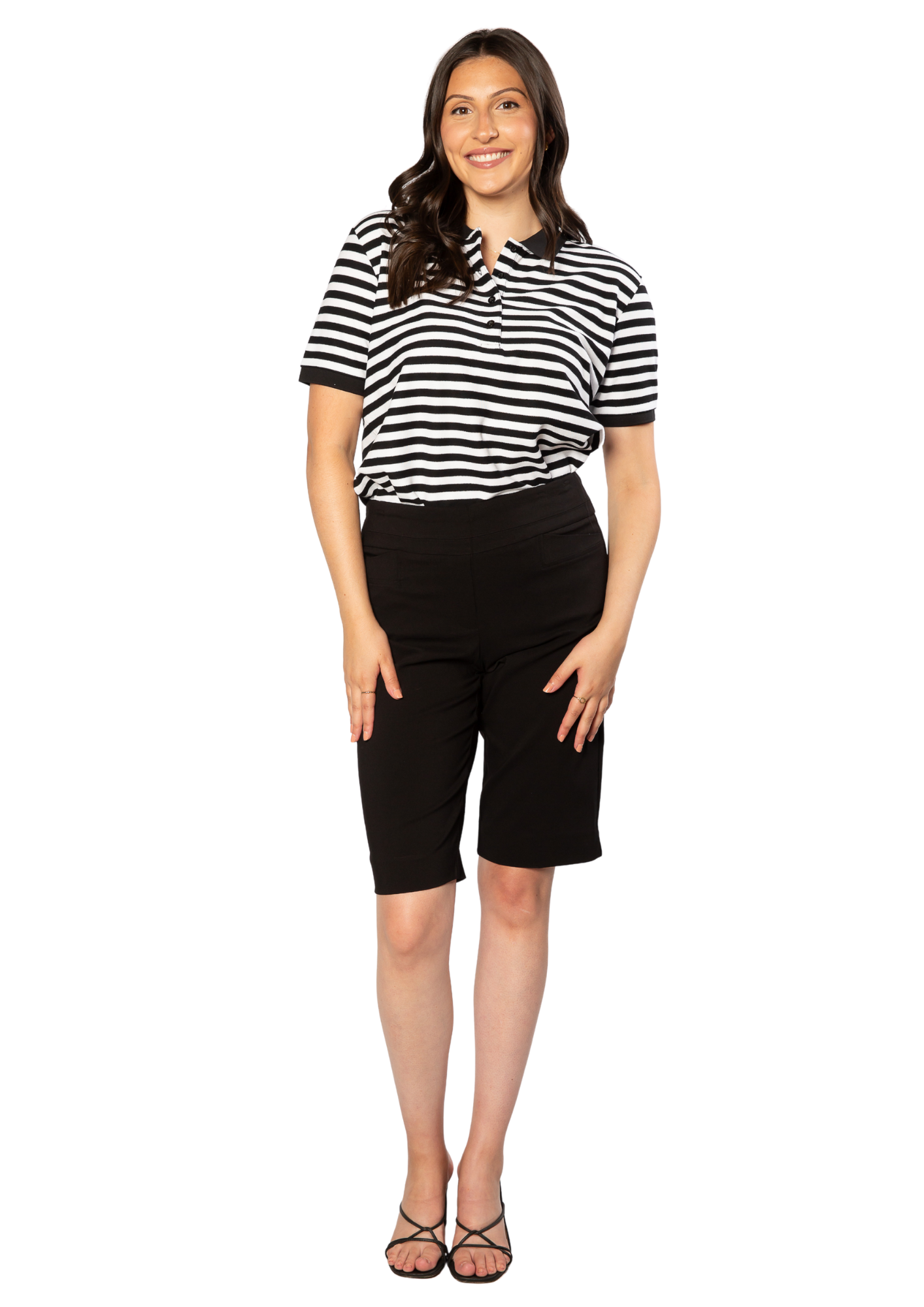 Pull on bengaline knee length short #6255 Black