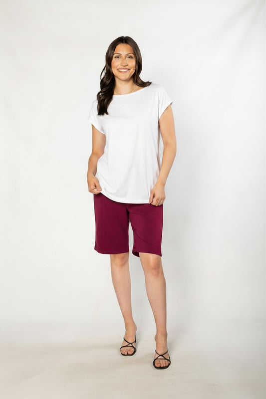 Pull-On Bengaline Knee Length Short #6255 Ruby