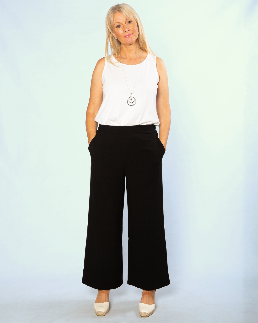 Sleeveless stretch cotton top #115 White