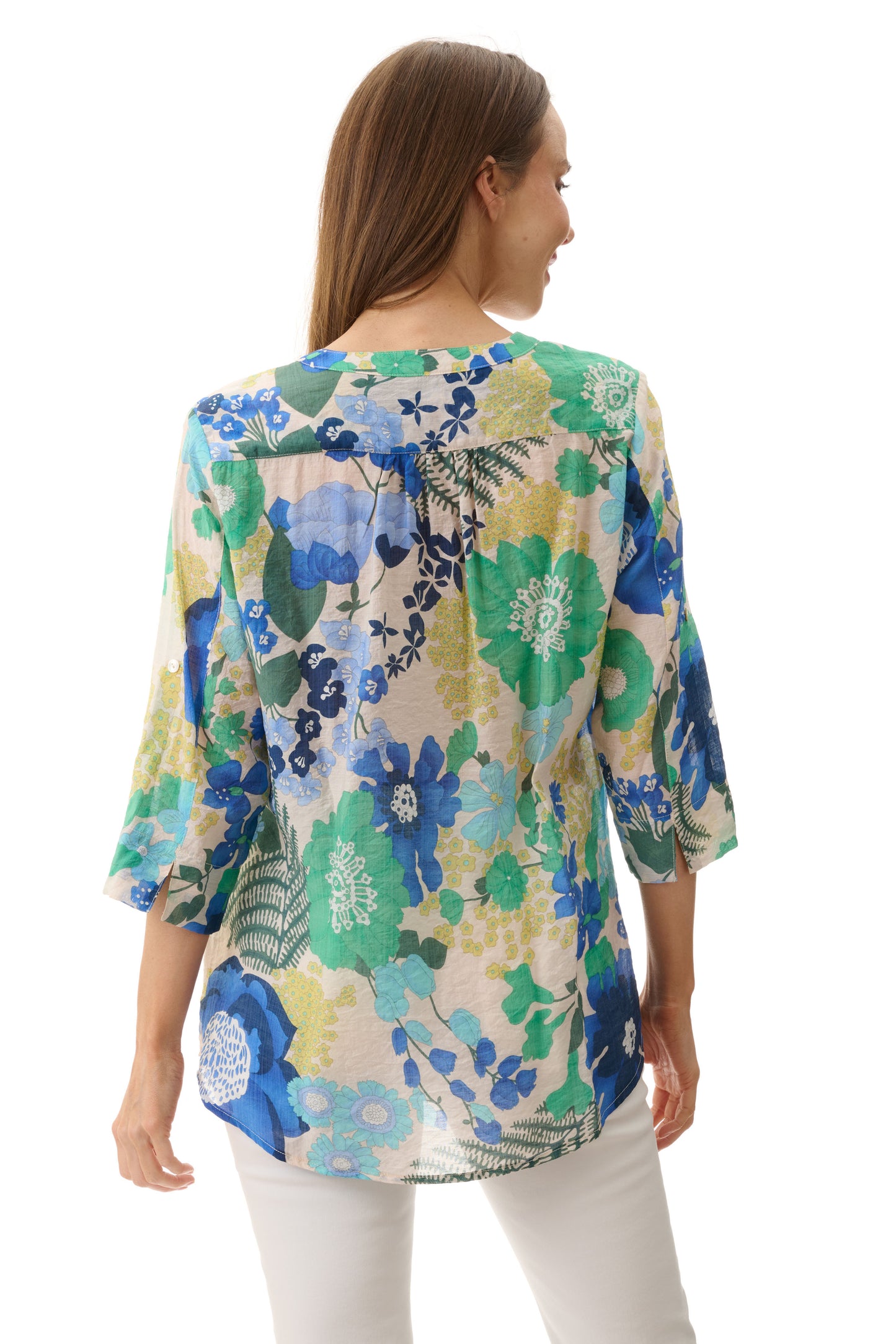 Givoni Calla Blue Print 3/4 Sleeve Shirt 6MB37C