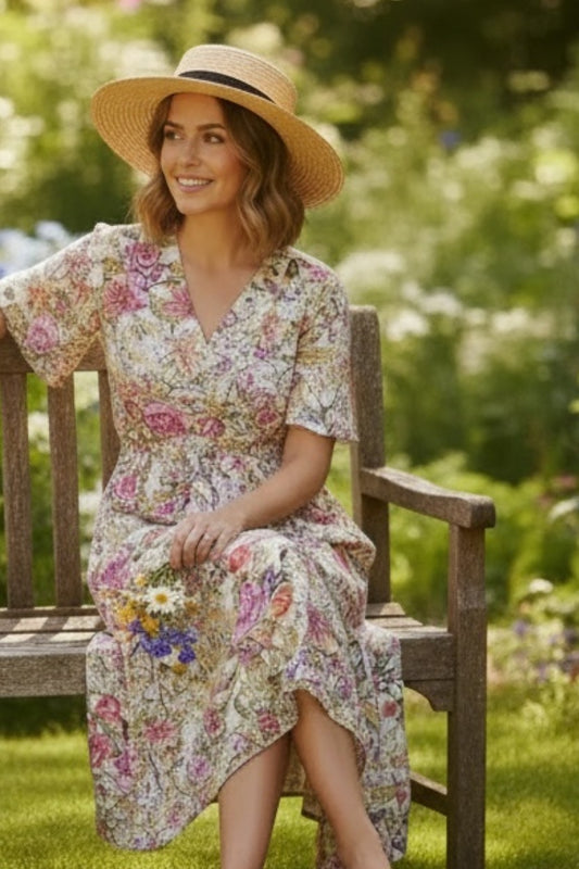 Floral Garden Print Tea Dress #7254 – Multi