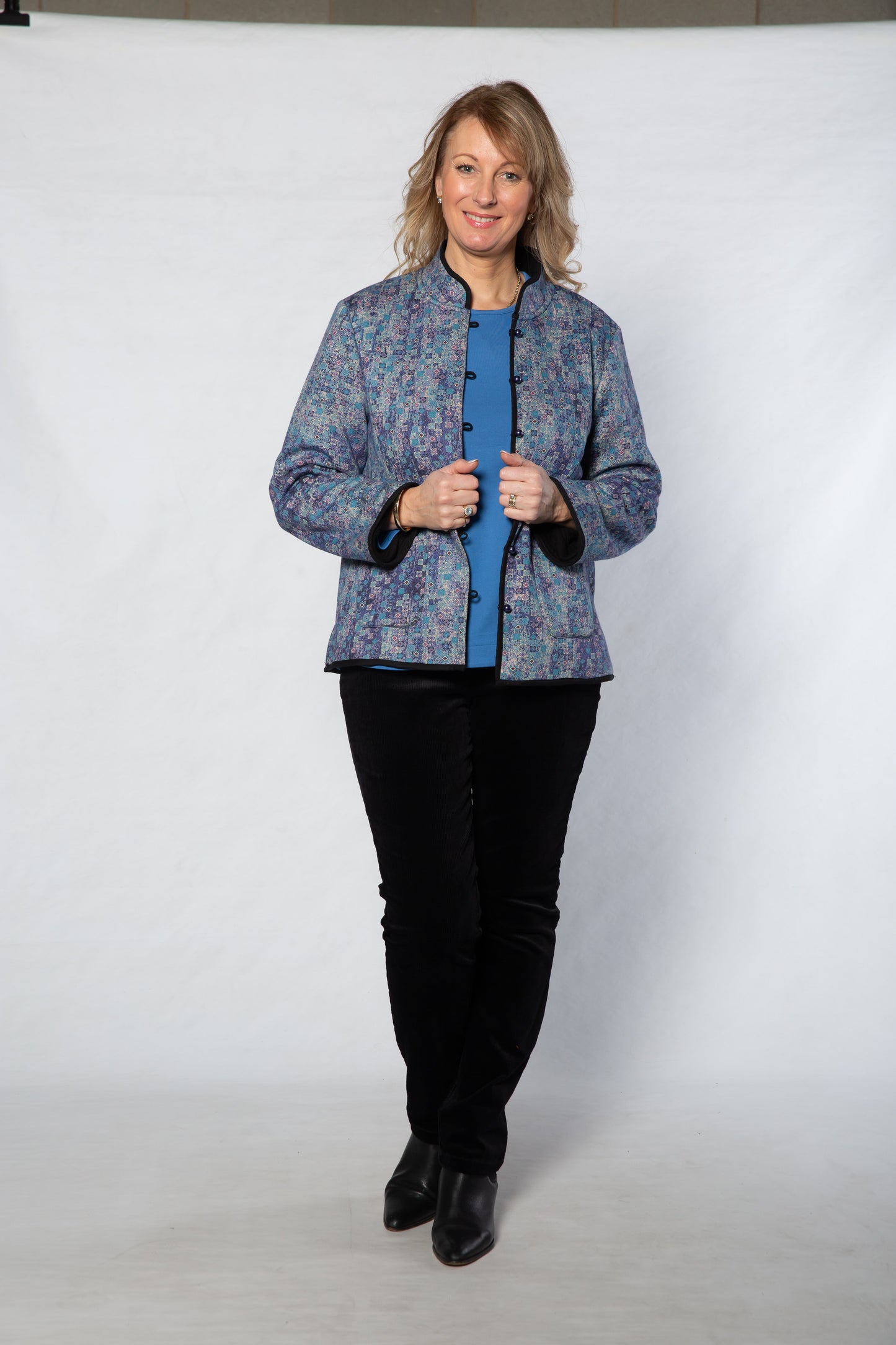 Reversible oriental Jacket #9421 BLUE/BLACK