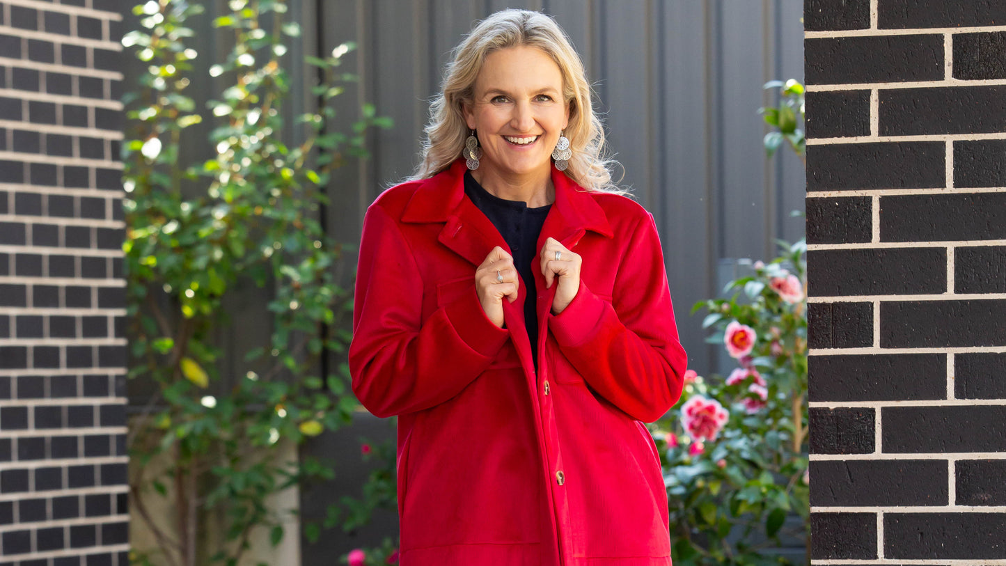 Velvet - Touch stretch cord jacket - 9232 Red