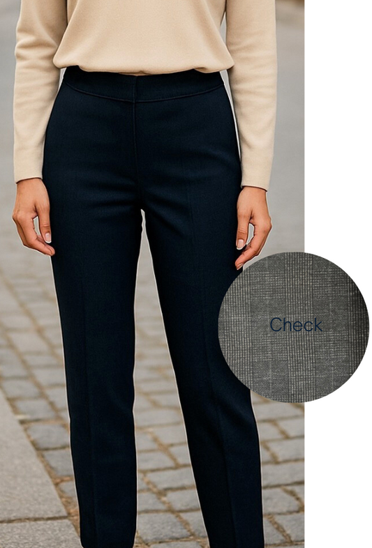 Straight leg pull-on check Capri Pant #6146 CHECK