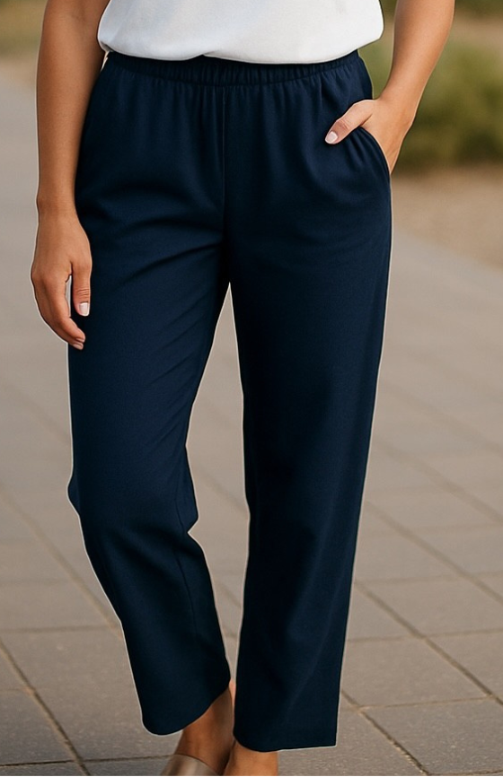 Shorter Length Straight Leg Pull-On Pant #6425 – Navy