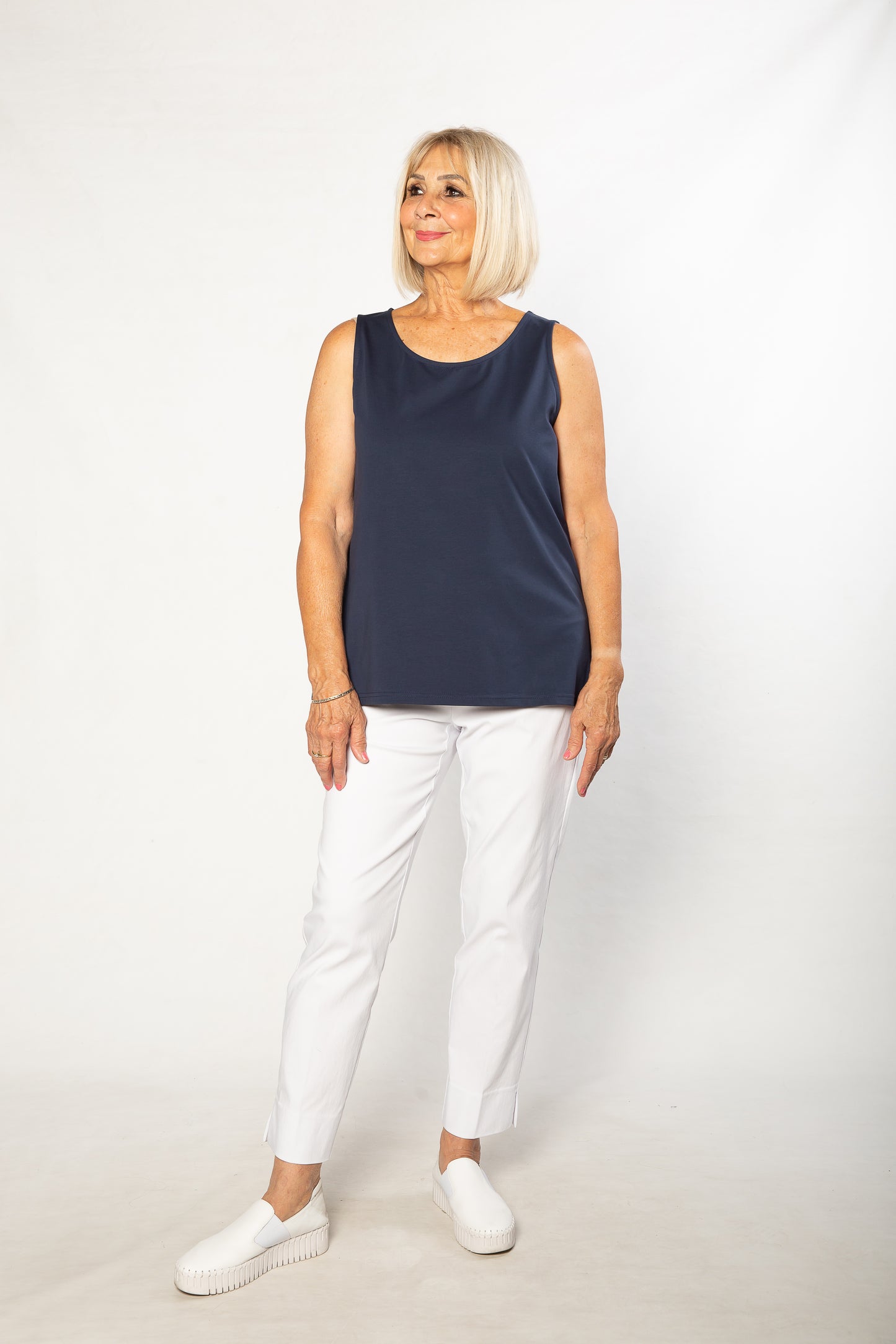 Sleeveless stretch cotton top #115 Navy