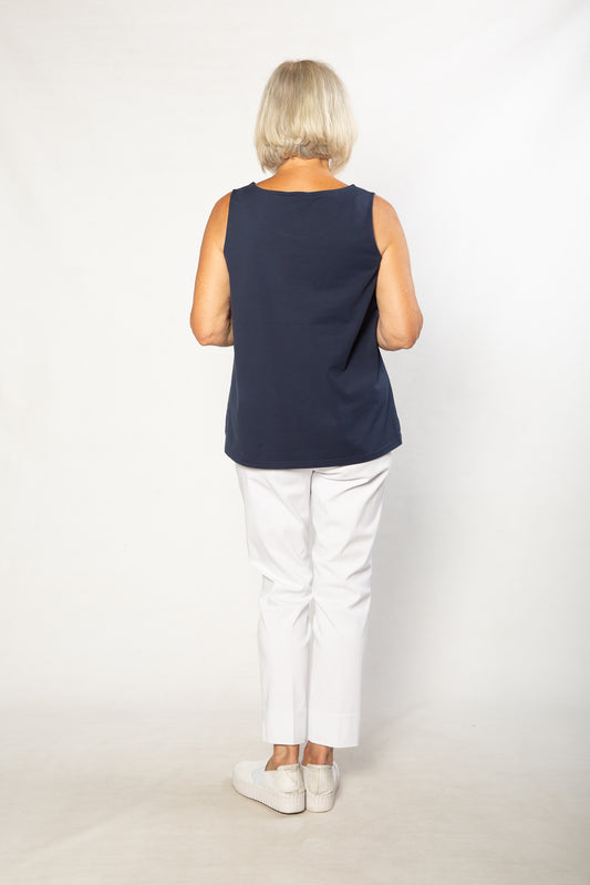 Sleeveless stretch cotton top #115 Navy