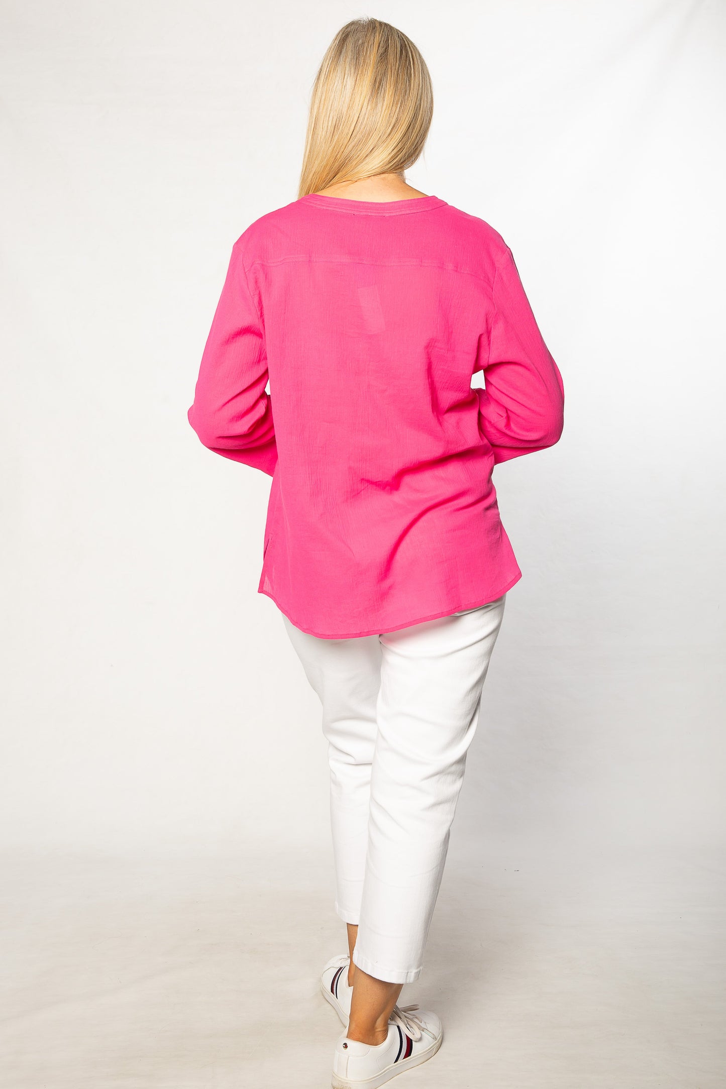 Pure Cotton 3/4 Sleeve Henley Top 521 Pink