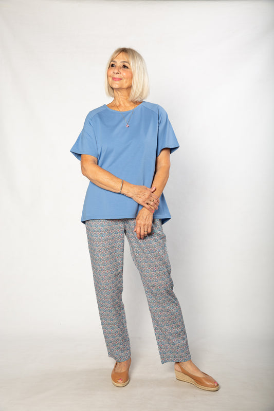 Stretch Raglan Sleeve round neck T-Shirt #149 - Blue