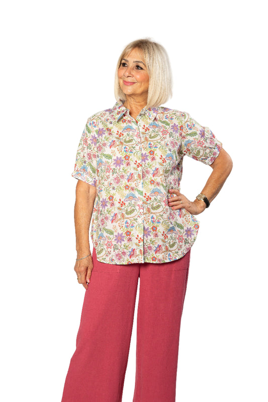 Short sleeve Floral Shirt #3435 Flora
