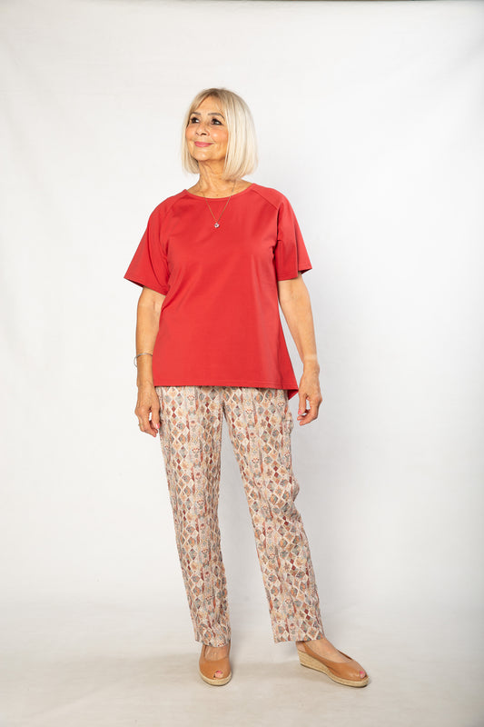 Stretch Raglan Sleeve round neck T-Shirt #149 - Cranberry