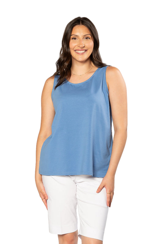 Sleeveless stretch cotton top #115 Blue