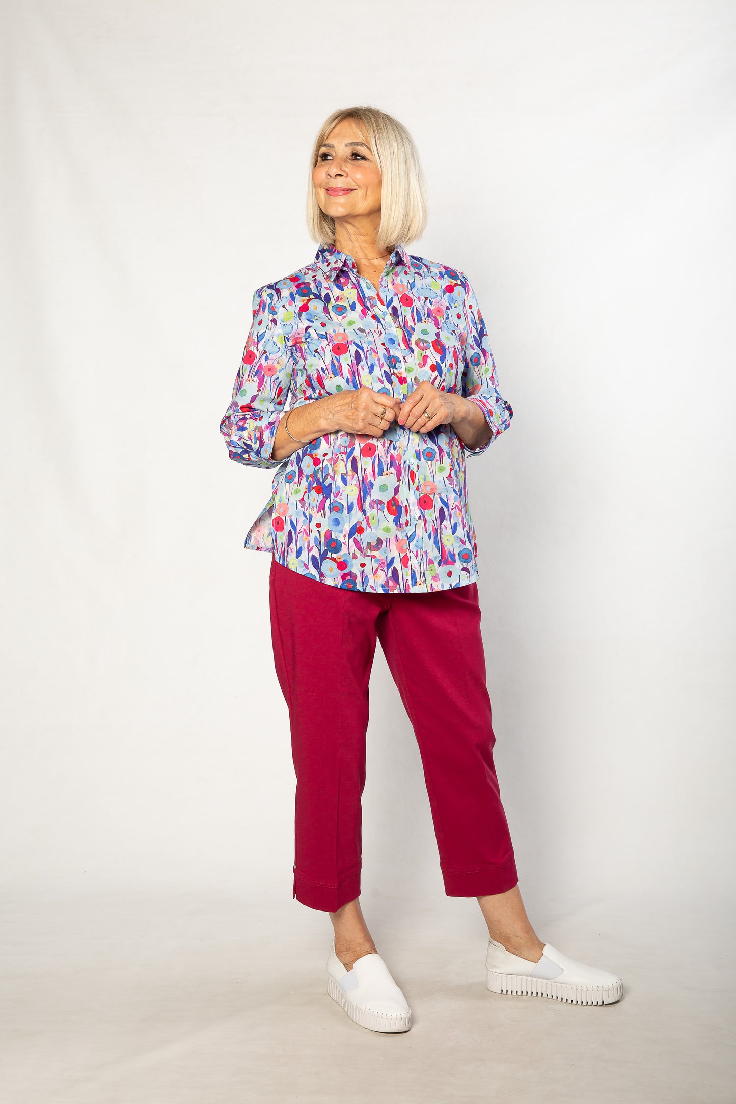 Pure Cotton Meadow Flowers 3/4 sleeve Shirt #3419