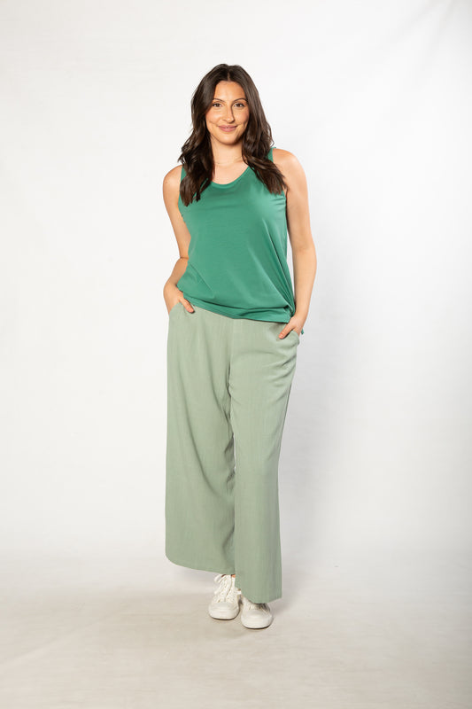 Sleeveless stretch cotton top #115 Sage