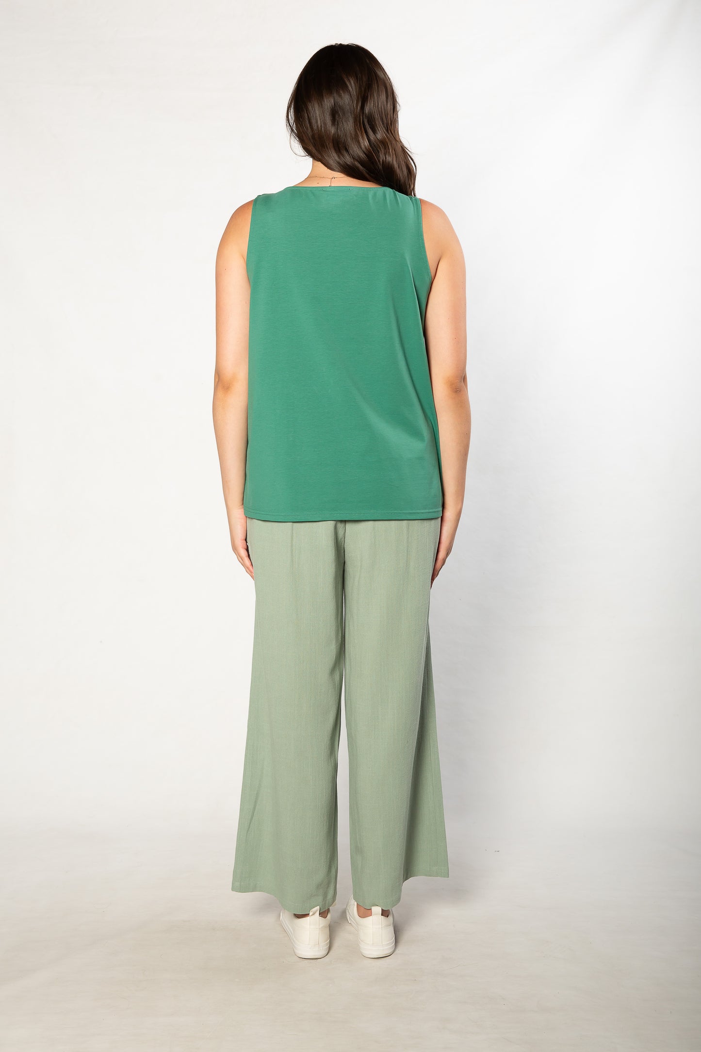 Sleeveless stretch cotton top #115 Sage