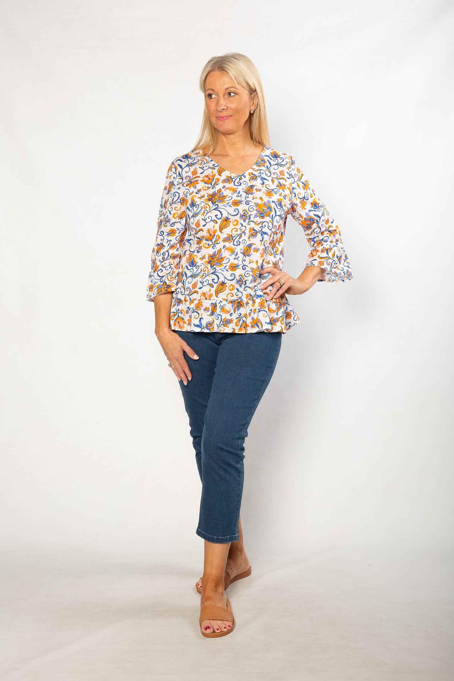 Soft Cotton Persian Tulip Top with ruffle cuffs #554