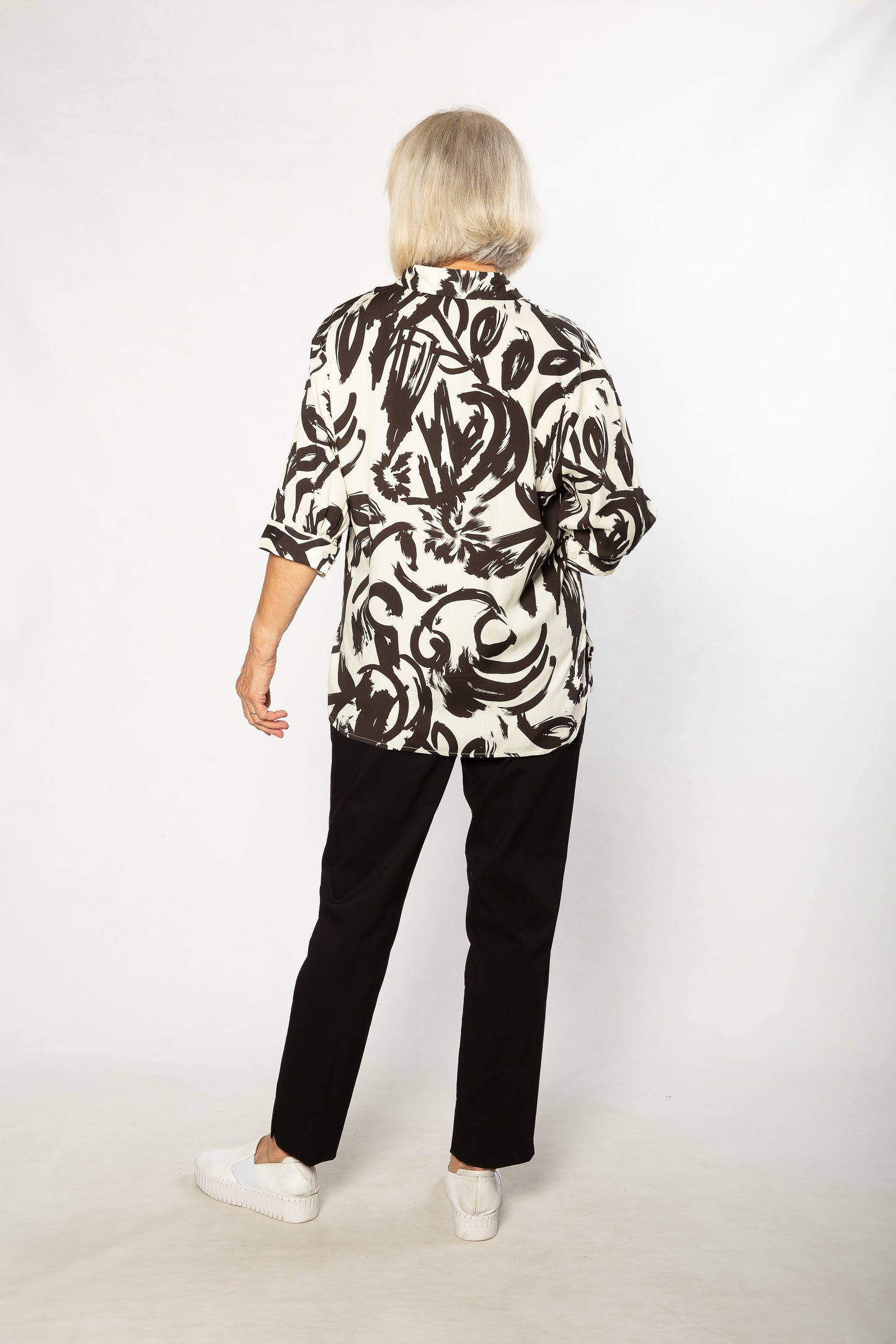 Monotone Print Half sleeve Shirt #3398 Black