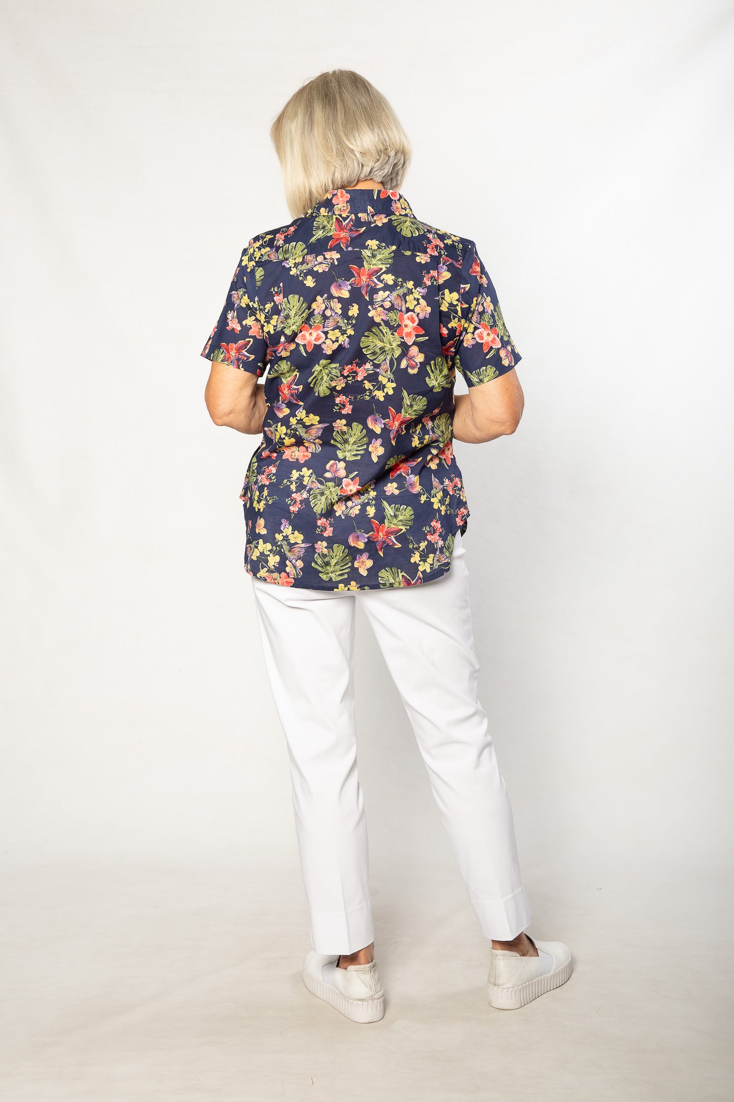 Short sleeve Floral Shirt #3180 Navy