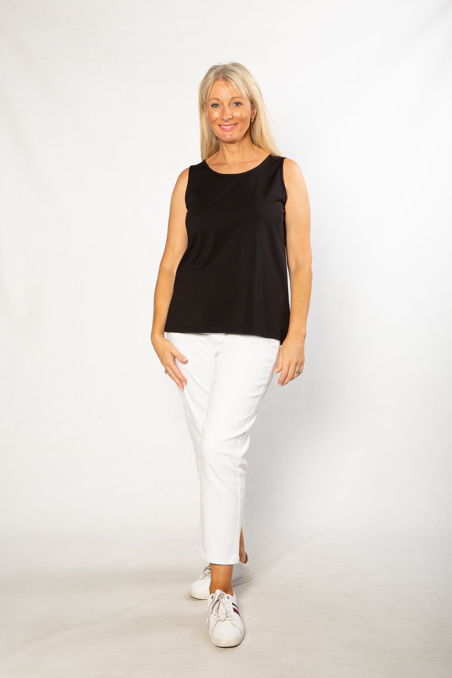 Sleeveless stretch cotton top #115 - Black