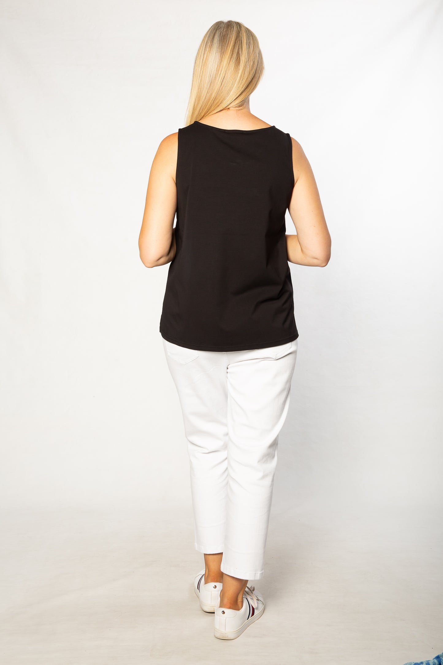 Sleeveless stretch cotton top #115 - Black
