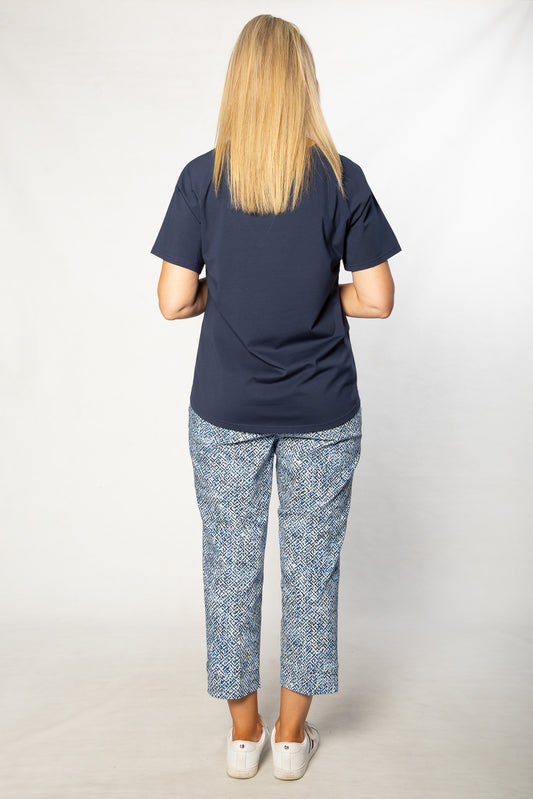 Stretch Raglan Sleeve round neck T-Shirt #149 - Navy