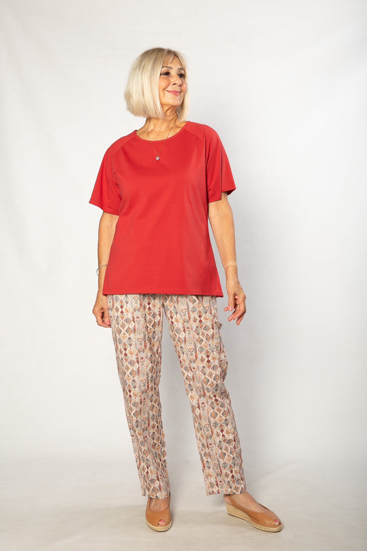 Stretch Raglan Sleeve round neck T-Shirt #149 - Cranberry