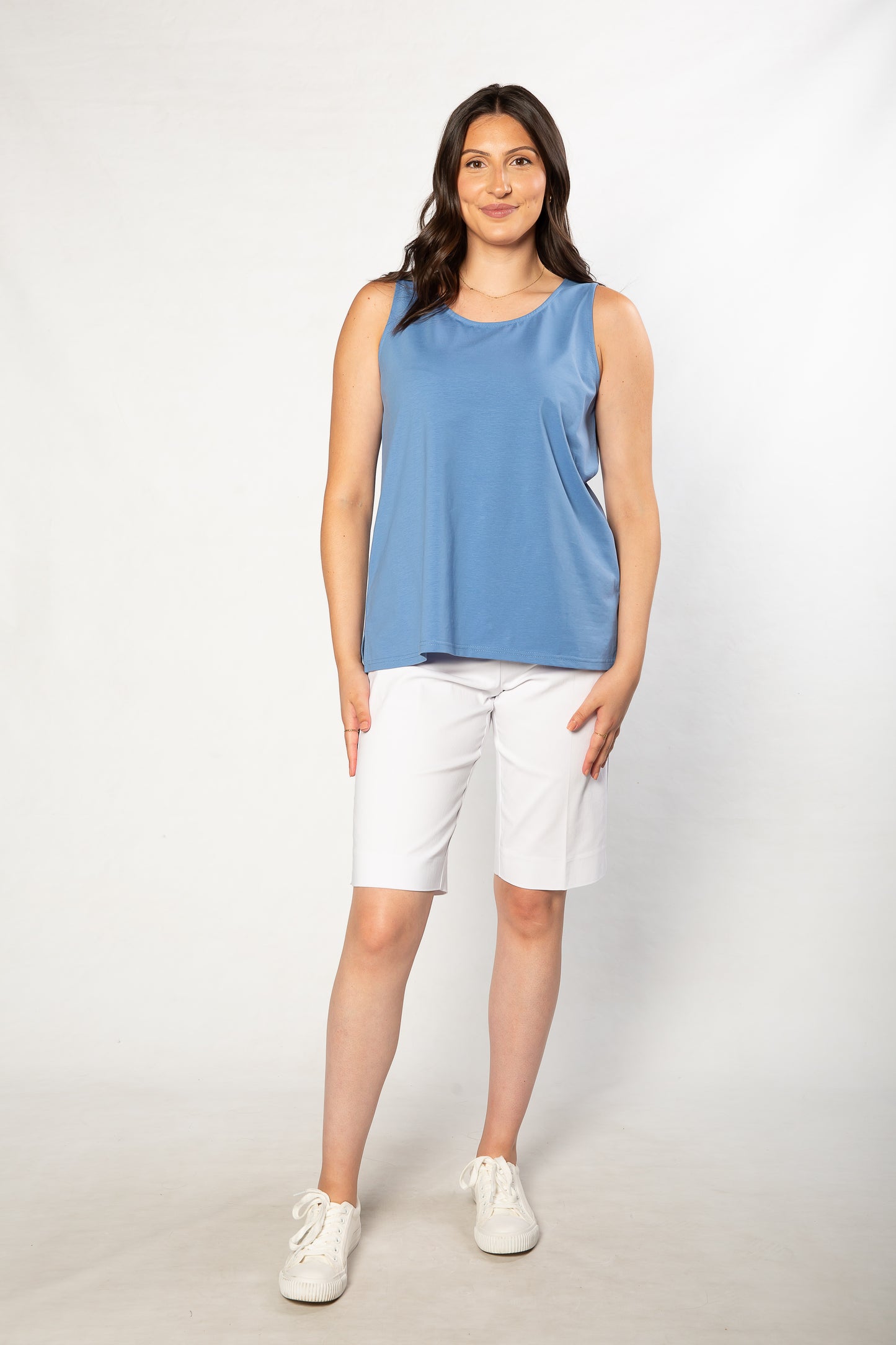 Sleeveless stretch cotton top #115 Blue