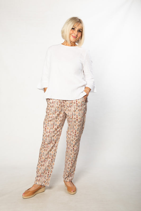 Smart casual cotton  button back feature top #543 - White