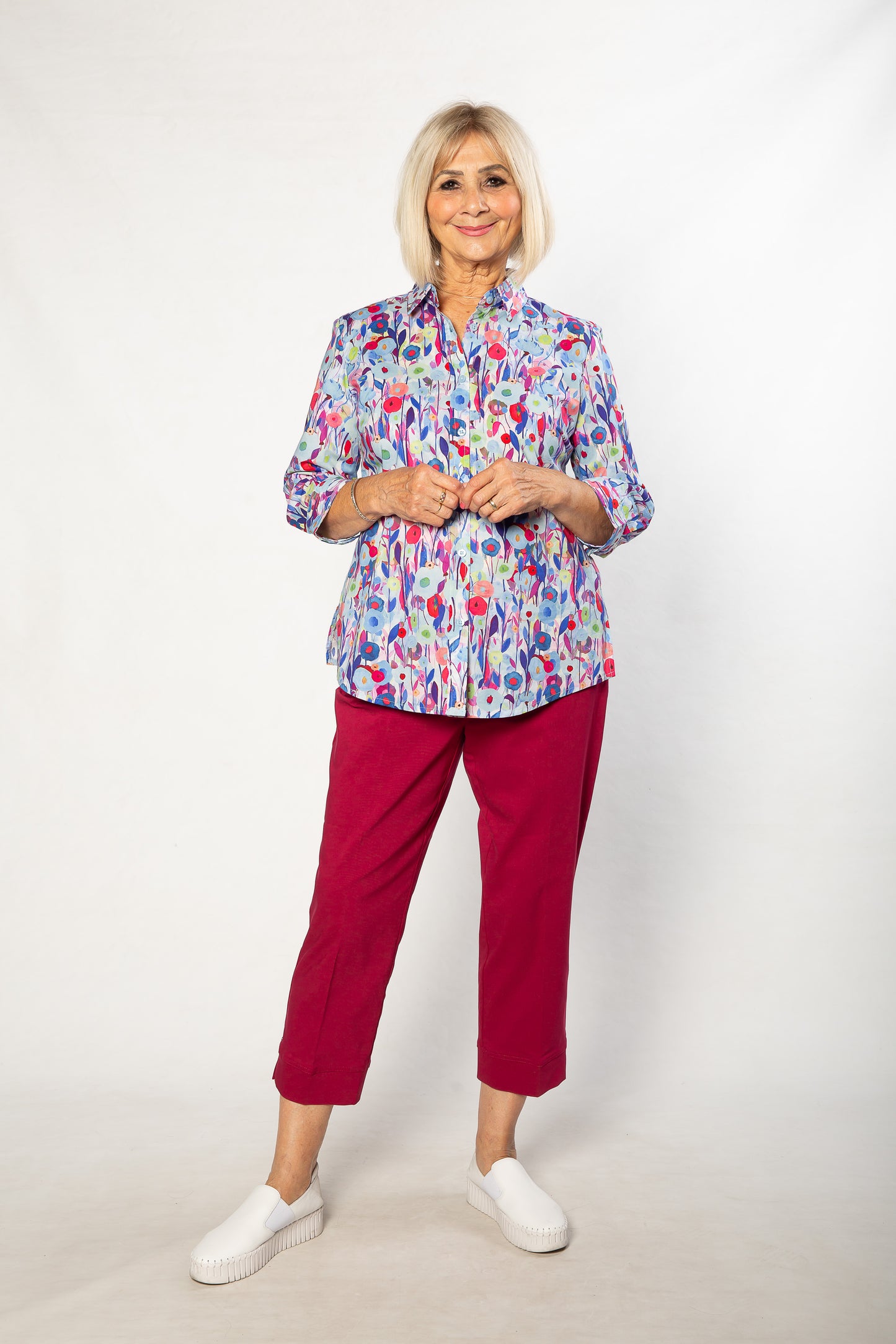 Pure Cotton Meadow Flowers 3/4 sleeve Shirt #3419
