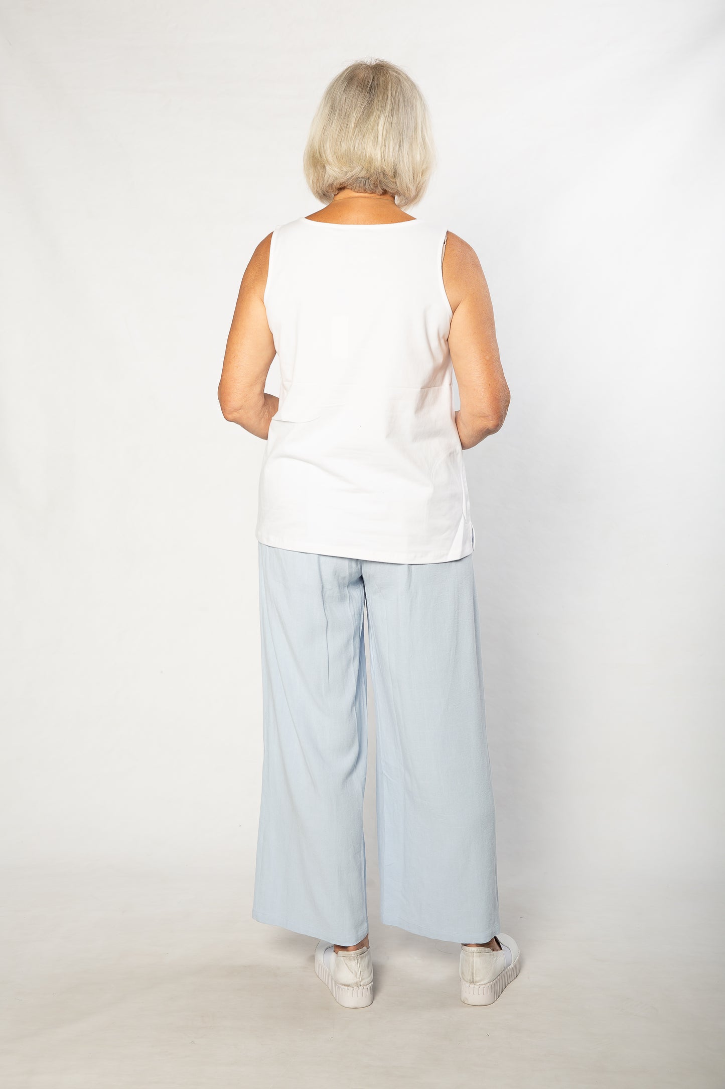 Sleeveless stretch cotton top #115 White