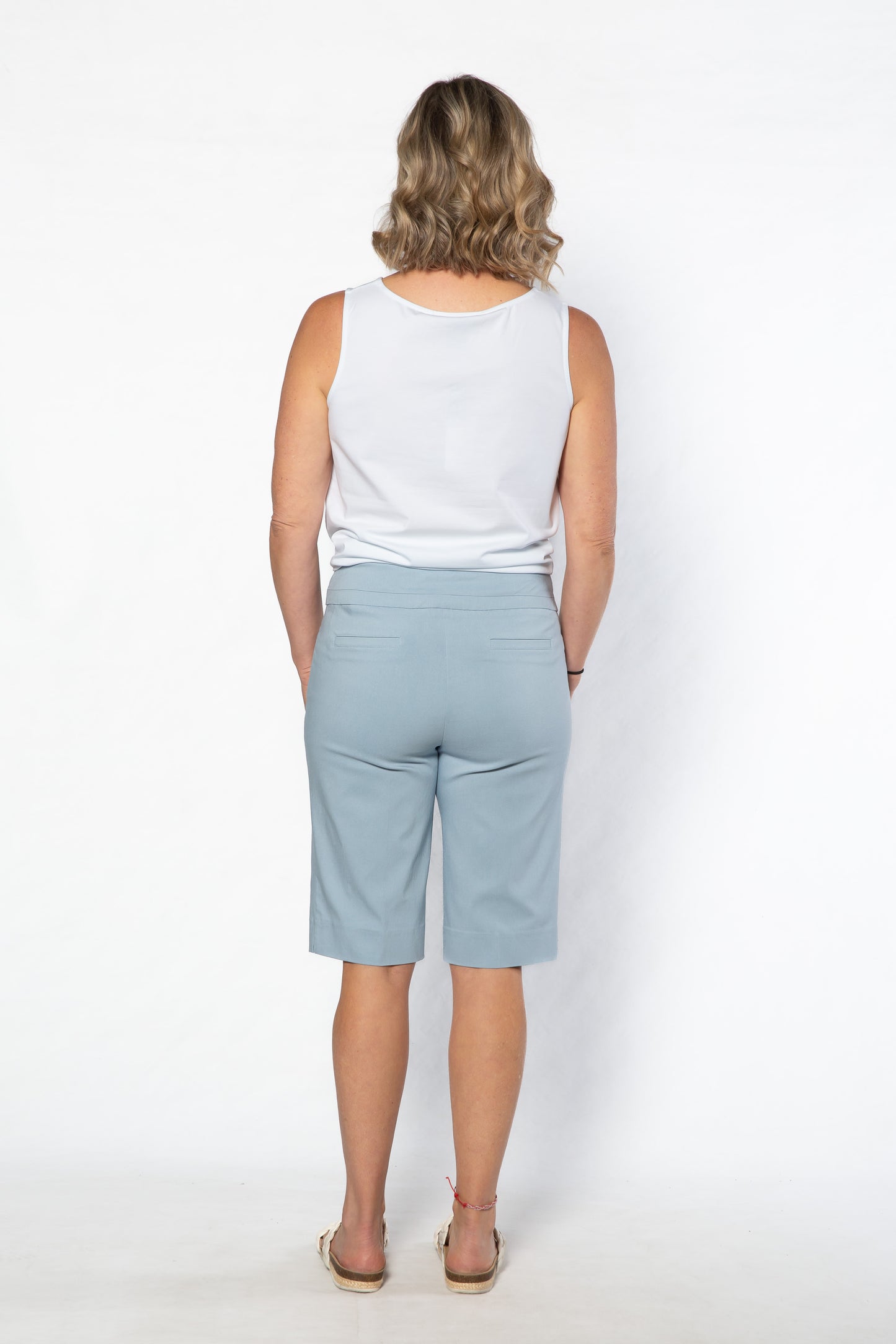 Pull on bengaline knee length short #6255 Ocean