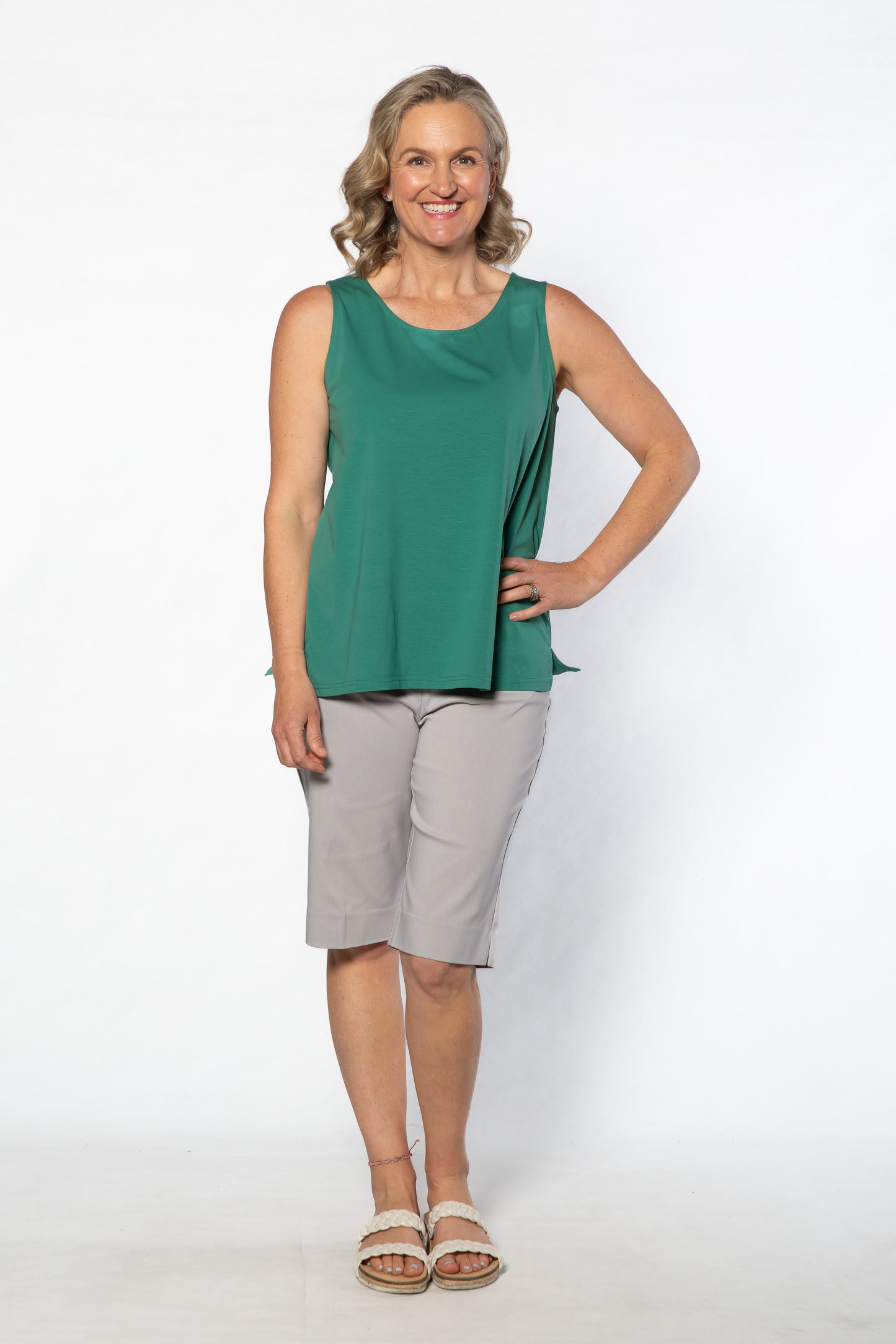 Sleeveless stretch cotton top #115 Sage