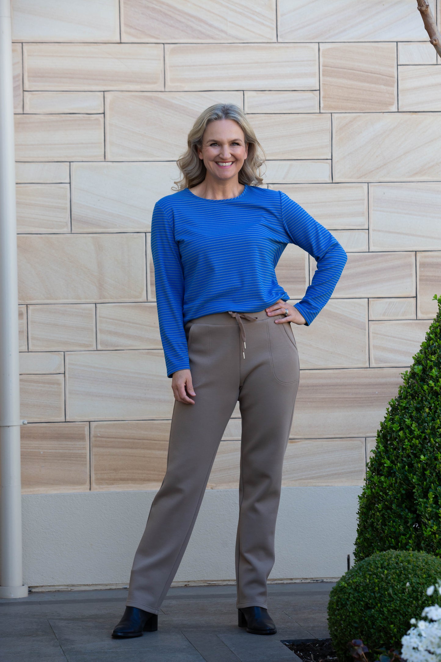 Draw cord leisure pant with pockets #6621 Latte