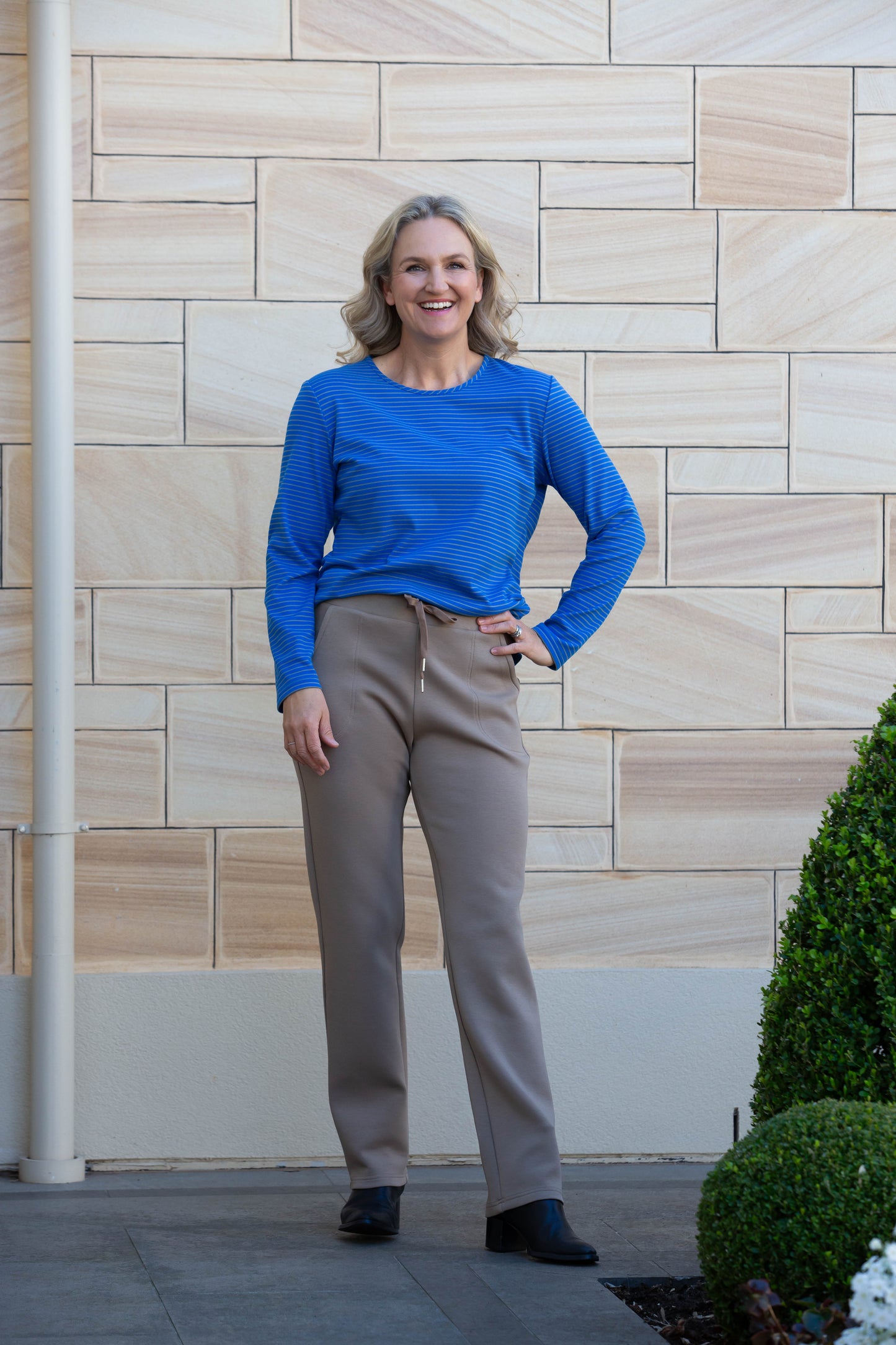 Draw cord leisure pant with pockets #6621 Latte